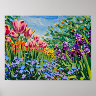 Poster Pintura a óleo de prado vibrante de primavera