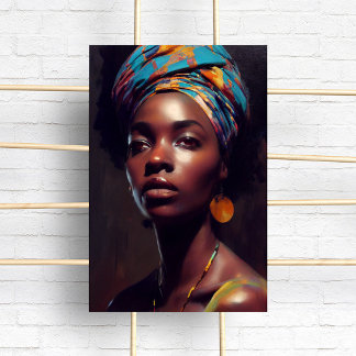 Poster Pintura a óleo de retrato de mulher negra