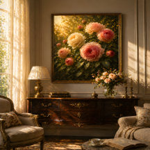 Pintura a óleo de rosas iluminadas pelo sol – Arte