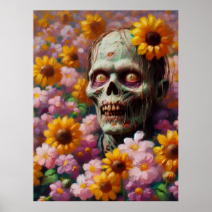 Poster Pintura a óleo de Zombie no Dia das Bruxas de Flor