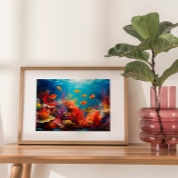 Pintura a óleo digital de recife de coral colorida