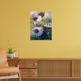 Poster Pintura a óleo do cartões de agradecimentos amarel