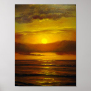 Pôster Pintura a óleo do por do sol