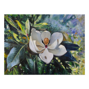 Pôster Pintura a Óleo Flor de Magnólia da Harmonia da Nat