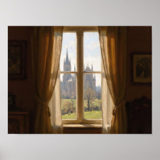 Poster Pintura a Óleo Impressionista Vista da Catedral da