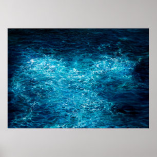 Poster pintura a óleo mostrando ondas no oceano ou no mar