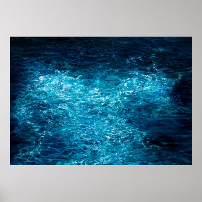 Poster pintura a óleo mostrando ondas no oceano ou no mar (Frente)