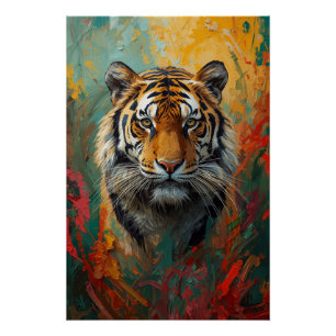 Pôster Pintura a óleo vibrante com retrato artístico do T