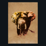 Pôster Pintura a tinta de elefante marrom Pop art<br><div class="desc">BW - Imagem digital Pop de arte dos elefantes negros e brancos africanos - Impressões de Posters naturais africanos</div>