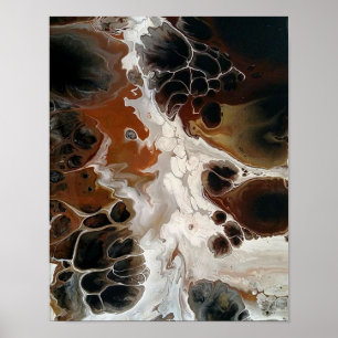 Poster Pintura Abstrata Acrílica Fluida Marrom Neutra