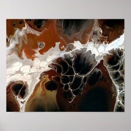 Pôster Pintura Abstrata Acrílica Fluida Marrom Neutra