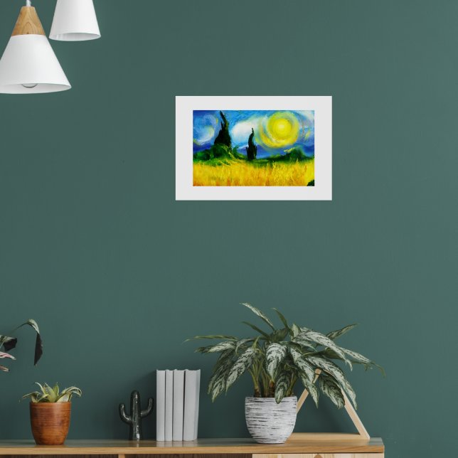 Poster pintura abstrata azul e amarela (Sala de Estar 1)