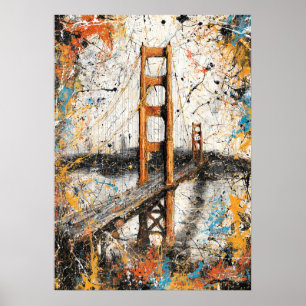 Poster Pintura Abstrata com Gotejamento do Golden Gate de