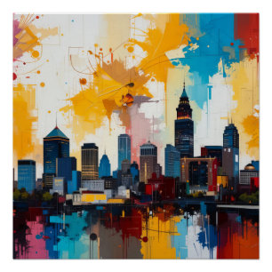 Pôster pintura abstrata da paisagem urbana de Atlanta, Ge