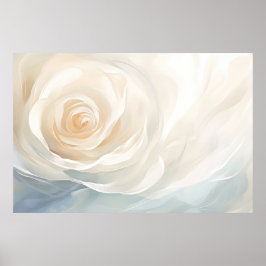 Poster Pintura abstrata de flores de rosa branca