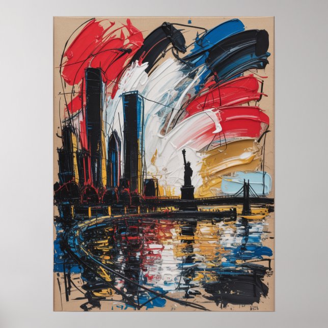 Poster Pintura Abstrata de Nova York com Impasto (Frente)