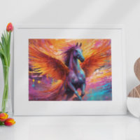 Pintura abstrata do cavalo Pegasus colorido