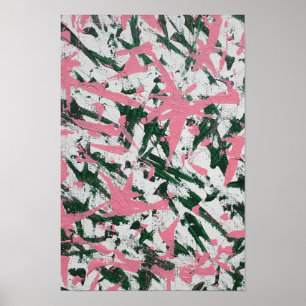 Poster Pintura Abstrata em Rosa e Verde