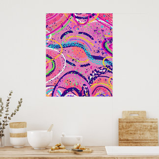 Poster Pintura Abstrata Estado de Fluxo Rosa