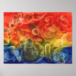 Poster Pintura Abstrata Multicolorida Pintada à Mão
