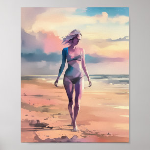 Poster pintura abstrato de mulher