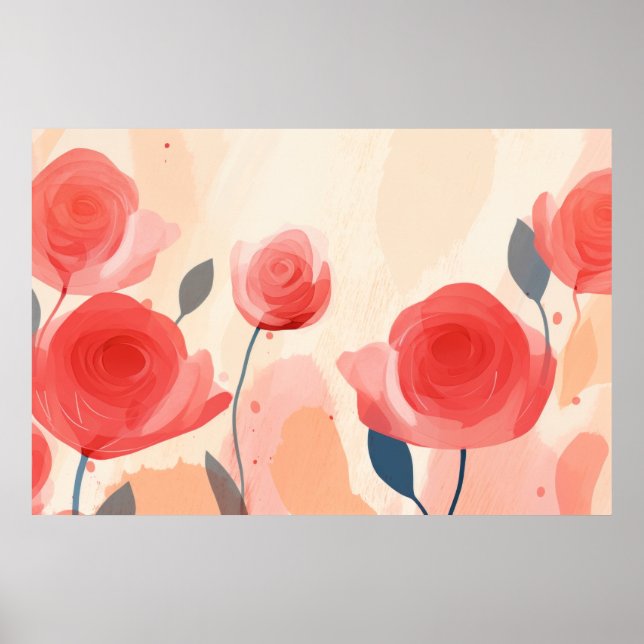 Poster pintura abstrato rosa (Frente)