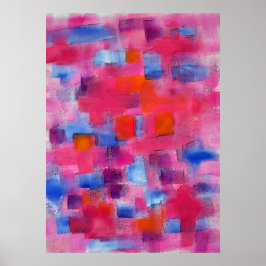 Pôster Pintura acrílica Abstrato moderna a rosa
