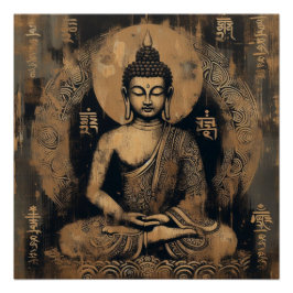 PÔSTER PINTURA ACRÍLICA DE MEDITAMENTO BUDHA #1