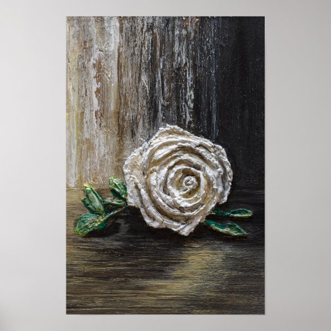Poster Pintura Acrílica Rosa Branca  (Frente)