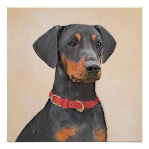 Pôster Pintura Alemã Pinscher Pintura Original Arte Anima