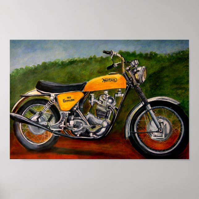 Pôster pintura amarela da moto norton commando (Frente)