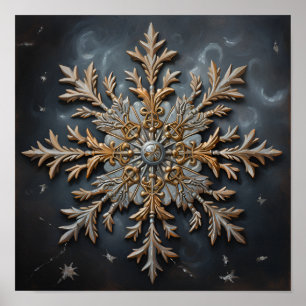 Poster pintura antiga a óleo de floco de neve
