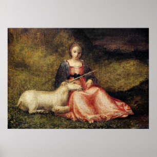 Poster Pintura Antiquada Unicorn