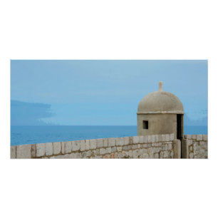 Pôster Pintura aquosa da parede da cidade de Dubrovnik