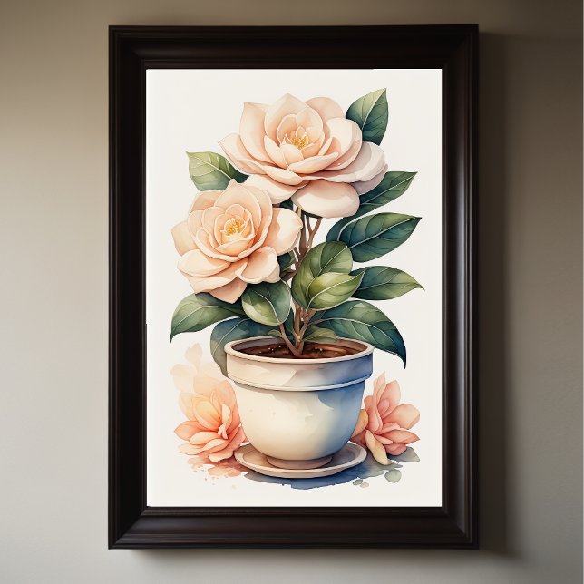 Poster Pintura aquosa de Gardenia em Pote (Criador carregado)