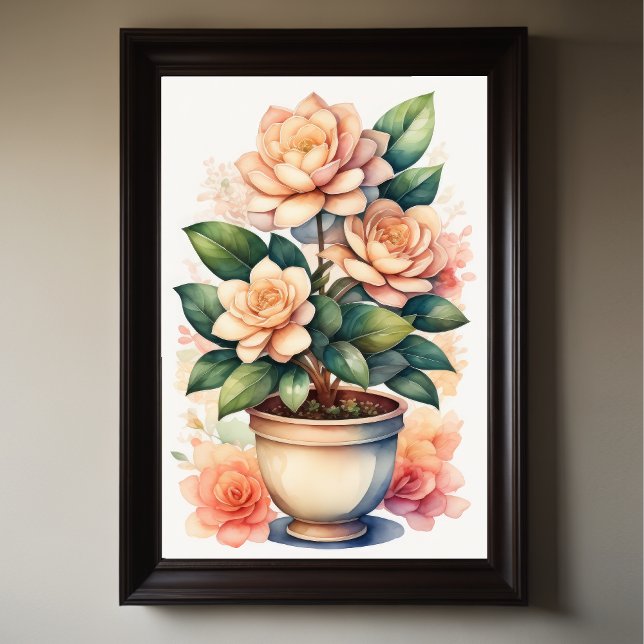 Poster Pintura aquosa de Gardenia no Pote III (Criador carregado)