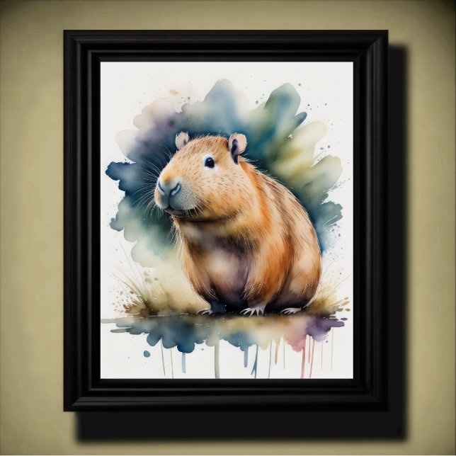 Poster Pintura aquosa de uma Capybara 5:4 (Criador carregado)