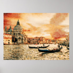 Poster Pintura aquosa do Canal Grande, Veneza