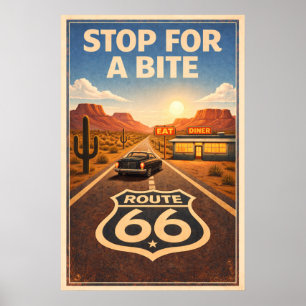 Poster Pintura Artística do Restaurante Retro Sunset Rout