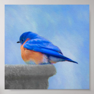 Pôster Pintura Bluebird - Arte Original para Pássaros