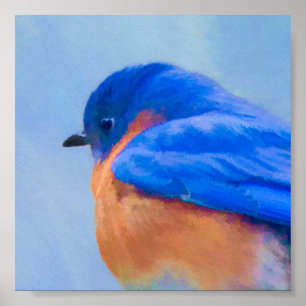 Poster Pintura Bluebird - Arte Original para Pássaros