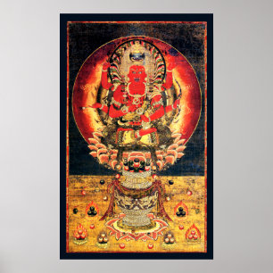 Pôster Pintura Budista Aizen Myoo do século 14