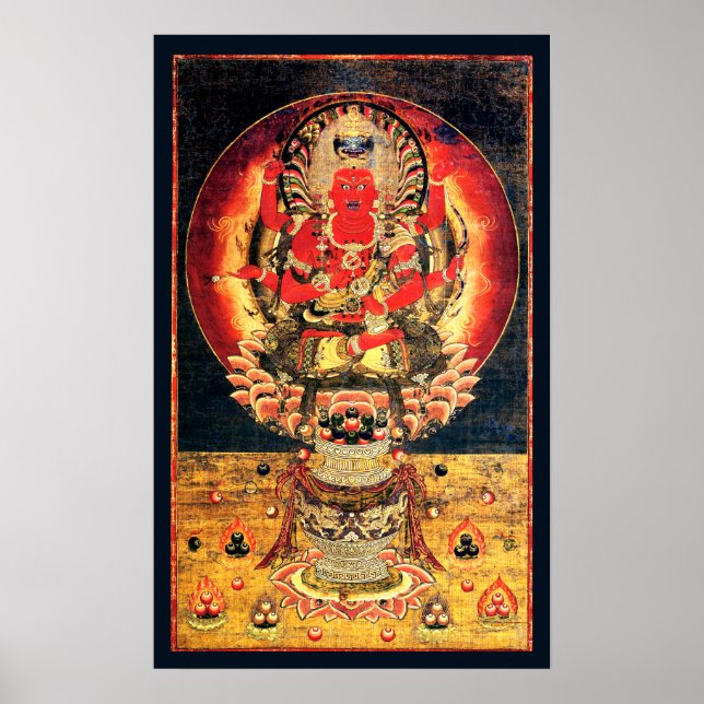 Pôster Pintura Budista Aizen Myoo do século 14 (Frente)