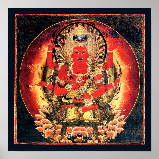 Pôster Pintura Budista Aizen Myoo do século 14 (Frente)