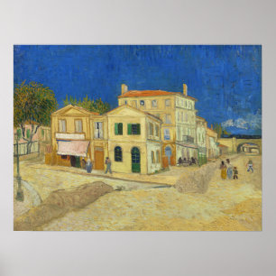 Poster Pintura Casa Amarela Céu Azul Vintage Van Gogh