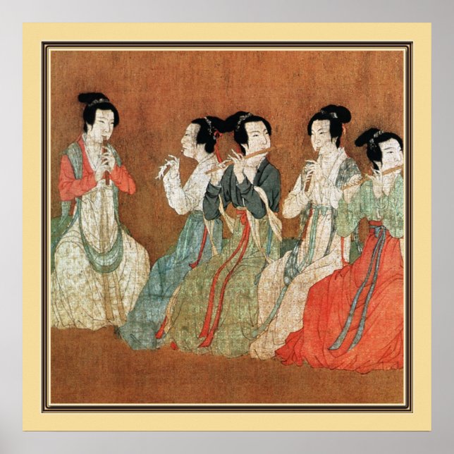 Pôster Pintura Chinesa Antiga, senhoras (Frente)