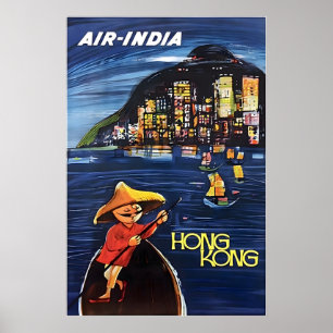 Poster Pintura Chinesa de Arte de Hong Kong Air-India Via
