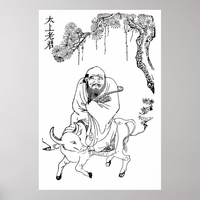 Poster pintura chinesa dinastia Lao Tzu Ming (Frente)