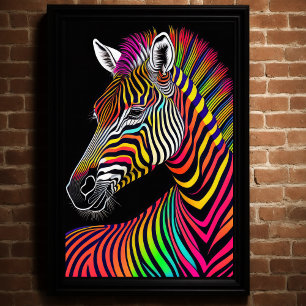 Poster Pintura colorida abstrato de uma zebra 2:3 II