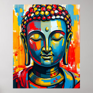 Poster Pintura Colorida de Abstrato Buda